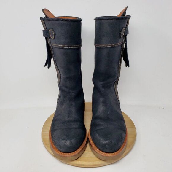 Penelope Chilvers Tall Mid Calf Tassel Boot Womens 36 Black Leather Zip - Picture 4 of 13